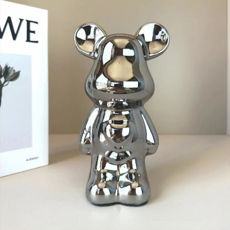 Keramikas lācis ar sirds motīvu, viegls luksusa stils, elektroplēšanas pārklājums, pielāgojams, piemērots dzīvojamai istabai un TV skapim