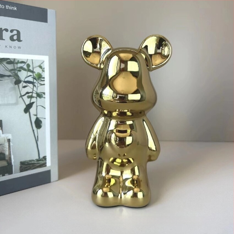 Keramikas lācis ar sirds motīvu, viegls luksusa stils, elektroplēšanas pārklājums, pielāgojams, piemērots dzīvojamai istabai un TV skapim