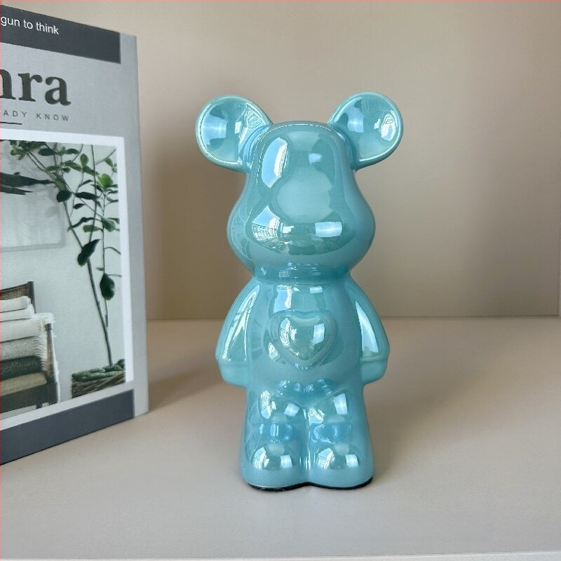 Keramikas lācis ar sirds motīvu, viegls luksusa stils, elektroplēšanas pārklājums, pielāgojams, piemērots dzīvojamai istabai un TV skapim