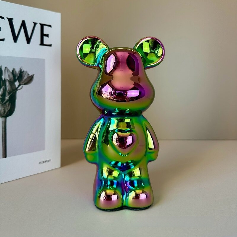 Keramikas lācis ar sirds motīvu, viegls luksusa stils, elektroplēšanas pārklājums, pielāgojams, piemērots dzīvojamai istabai un TV skapim