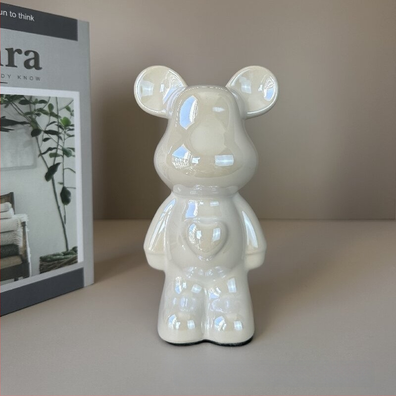 Keramikas lācis ar sirds motīvu, viegls luksusa stils, elektroplēšanas pārklājums, pielāgojams, piemērots dzīvojamai istabai un TV skapim