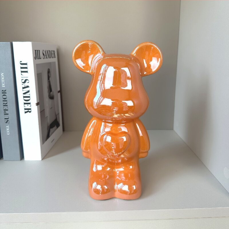 Keramikas lācis ar sirds motīvu, viegls luksusa stils, elektroplēšanas pārklājums, pielāgojams, piemērots dzīvojamai istabai un TV skapim