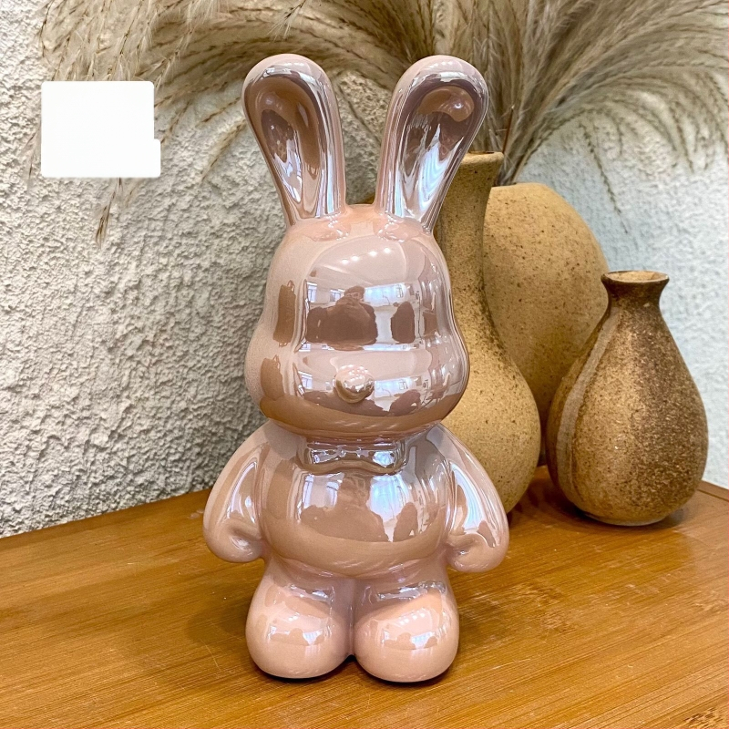 Keramikas truša naudas uzglabāšanas dekora figūriņa dzīvojamajai istabai — vienkāršs moderns stils, elektroplēšanas pārklājums, dāvana dzimšanas dienā