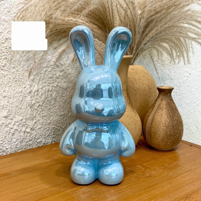 Keramikas truša naudas uzglabāšanas dekora figūriņa dzīvojamajai istabai — vienkāršs moderns stils, elektroplēšanas pārklājums, dāvana dzimšanas dienā