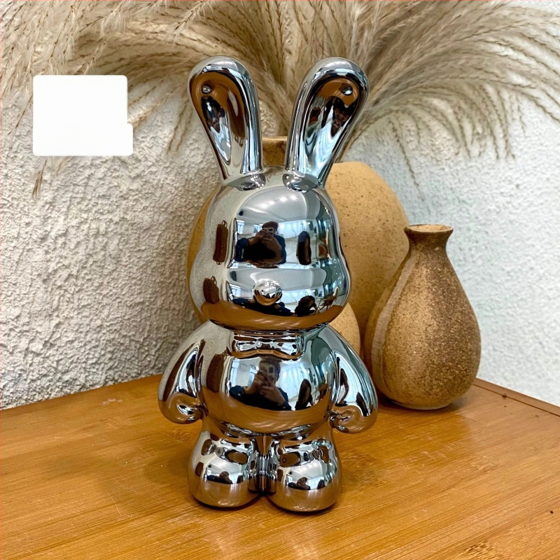 Keramikas truša naudas uzglabāšanas dekora figūriņa dzīvojamajai istabai — vienkāršs moderns stils, elektroplēšanas pārklājums, dāvana dzimšanas dienā