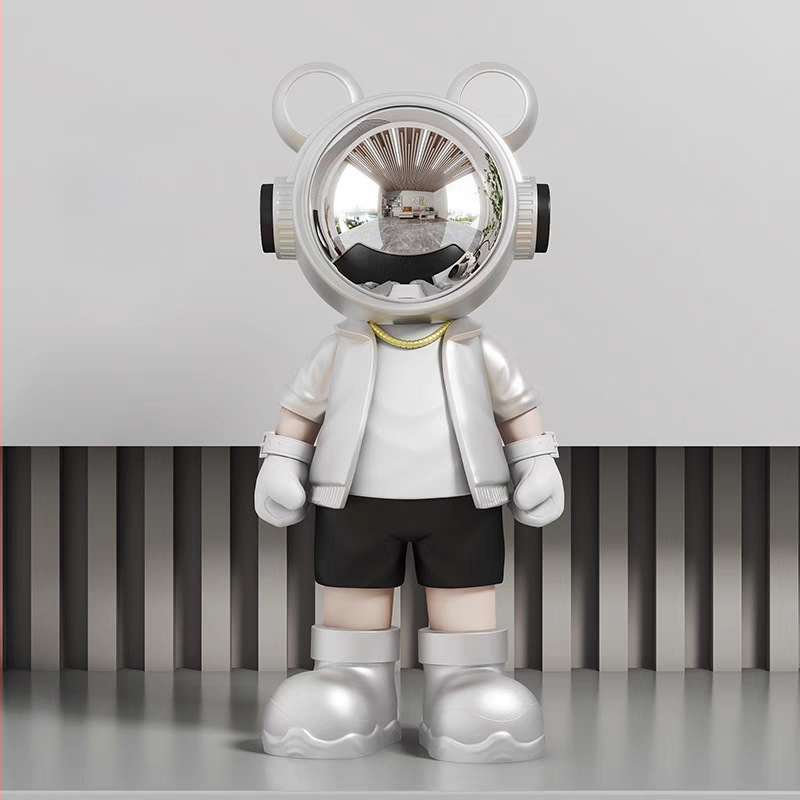 Astronauta uz galda dekoratīvā figūra – Yifang Home, sveķi, mūsdienīgs minimālisma stils, roku krāsots, FKD6377