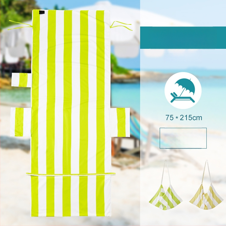 Csíkos nyomtatású strandtörölköző, mikroszálas 150D, 140–170 g, poliészter-poliamid keverék, testreszabható nyomtatás