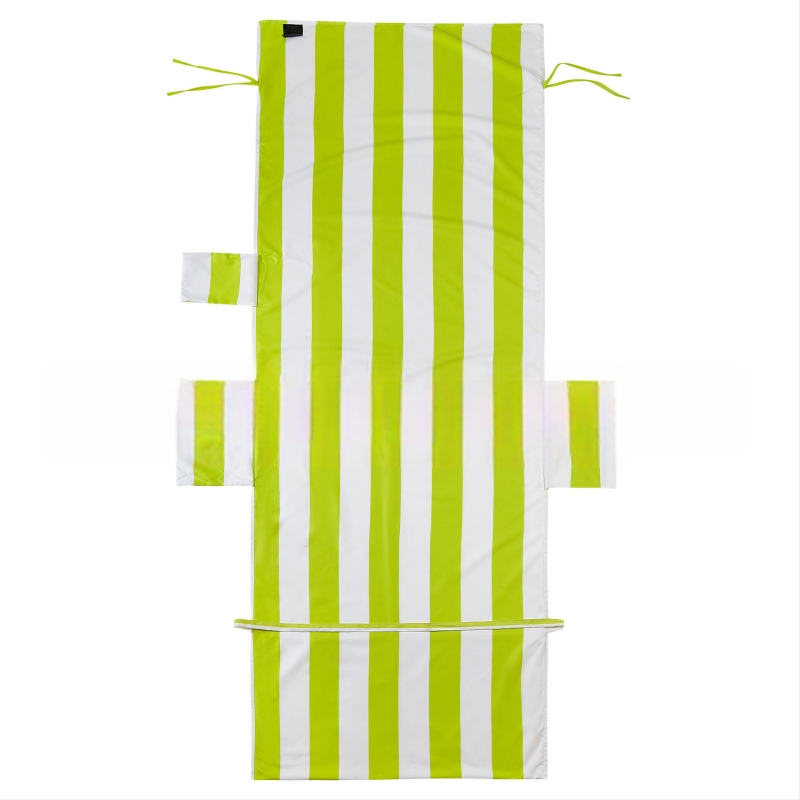 Csíkos nyomtatású strandtörölköző, mikroszálas 150D, 140–170 g, poliészter-poliamid keverék, testreszabható nyomtatás