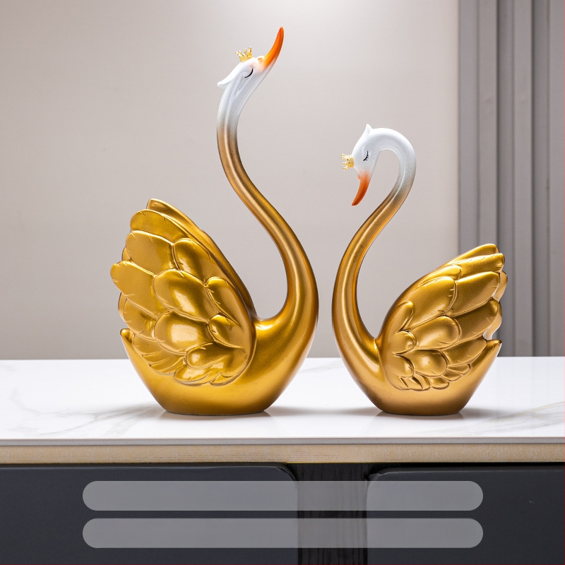 Pāris sveķa gulbju dekoratīvi, rokām darināti, mūsdienīgs minimālisma stils, mājas dekoram dzīvojamā istabā (TV skapītis/vīna skapītis)