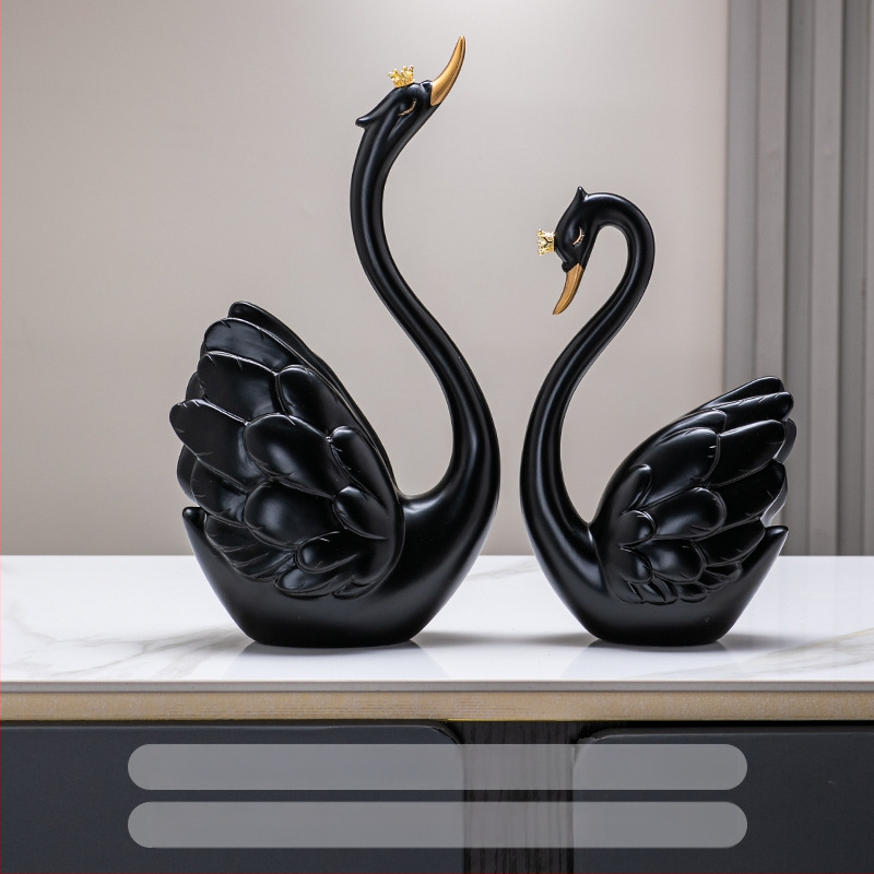 Pāris sveķa gulbju dekoratīvi, rokām darināti, mūsdienīgs minimālisma stils, mājas dekoram dzīvojamā istabā (TV skapītis/vīna skapītis)