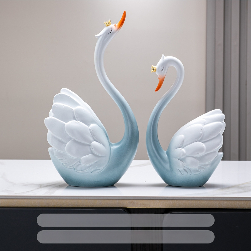 Pāris sveķa gulbju dekoratīvi, rokām darināti, mūsdienīgs minimālisma stils, mājas dekoram dzīvojamā istabā (TV skapītis/vīna skapītis)