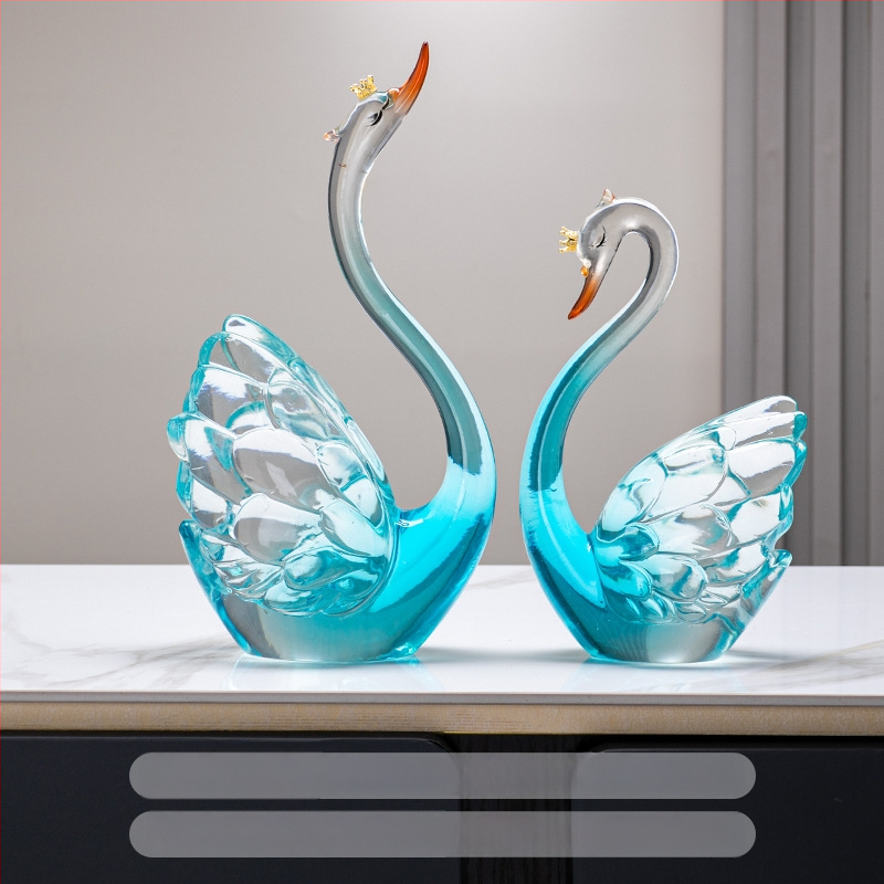 Pāris sveķa gulbju dekoratīvi, rokām darināti, mūsdienīgs minimālisma stils, mājas dekoram dzīvojamā istabā (TV skapītis/vīna skapītis)