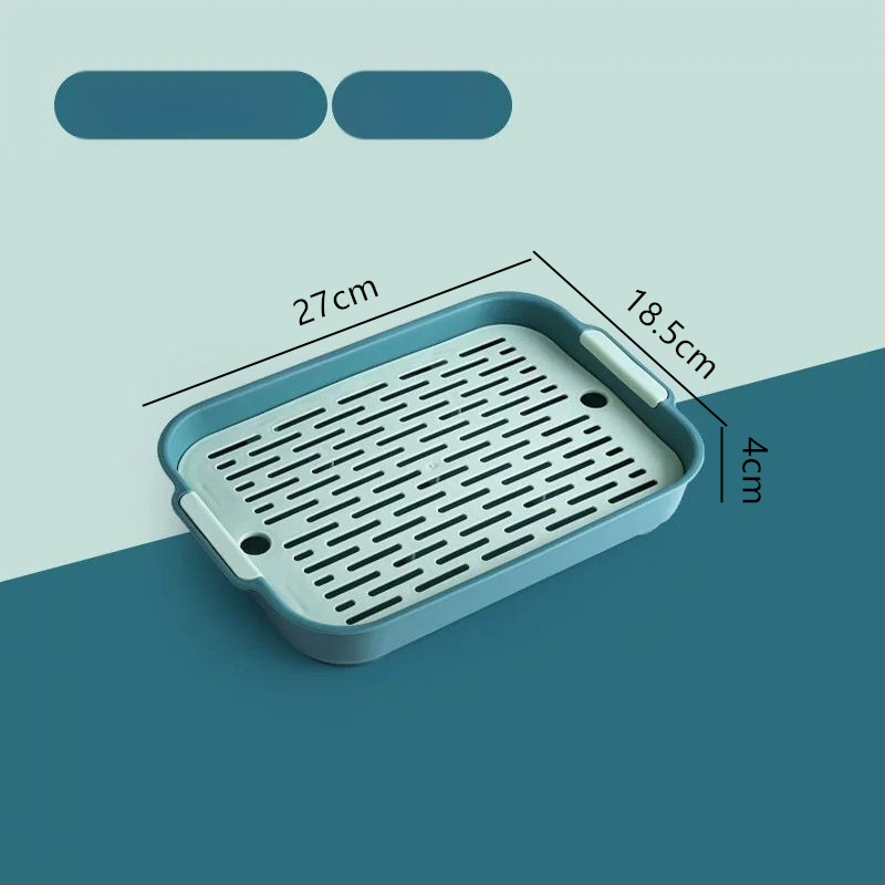 Διπλός πλαστικός δίσκος αποστράγγισης — ορθογώνιο ράφι αποθήκευσης κουζίνας για τσάι, φρούτα και φλυτζάνια | Υλικό: Άλλο; Κατηγορία: Καλάθι φρούτων; Κυκλοφόρησε: 2023; Στυλ: Μοντέρνο απλό; Ποιότητα: Premium