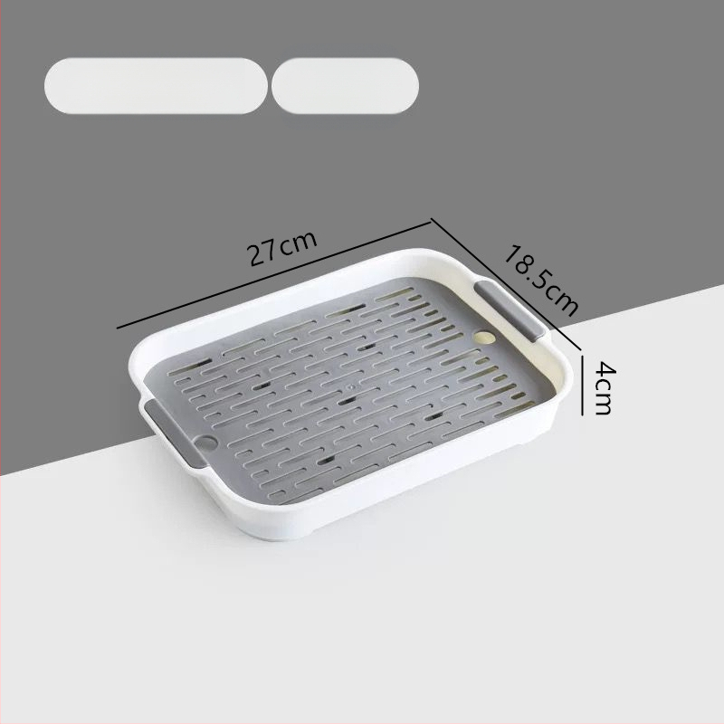 Διπλός πλαστικός δίσκος αποστράγγισης — ορθογώνιο ράφι αποθήκευσης κουζίνας για τσάι, φρούτα και φλυτζάνια | Υλικό: Άλλο; Κατηγορία: Καλάθι φρούτων; Κυκλοφόρησε: 2023; Στυλ: Μοντέρνο απλό; Ποιότητα: Premium