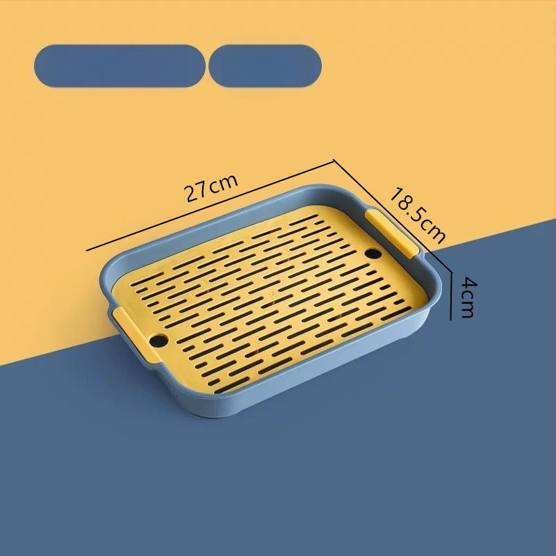 Διπλός πλαστικός δίσκος αποστράγγισης — ορθογώνιο ράφι αποθήκευσης κουζίνας για τσάι, φρούτα και φλυτζάνια | Υλικό: Άλλο; Κατηγορία: Καλάθι φρούτων; Κυκλοφόρησε: 2023; Στυλ: Μοντέρνο απλό; Ποιότητα: Premium