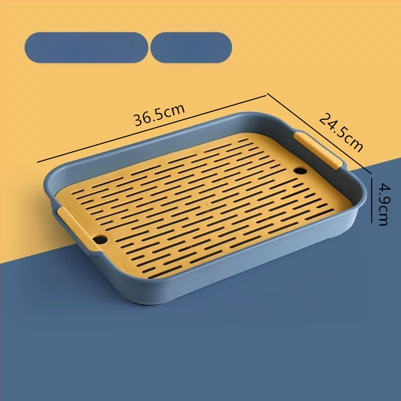 Διπλός πλαστικός δίσκος αποστράγγισης — ορθογώνιο ράφι αποθήκευσης κουζίνας για τσάι, φρούτα και φλυτζάνια | Υλικό: Άλλο; Κατηγορία: Καλάθι φρούτων; Κυκλοφόρησε: 2023; Στυλ: Μοντέρνο απλό; Ποιότητα: Premium