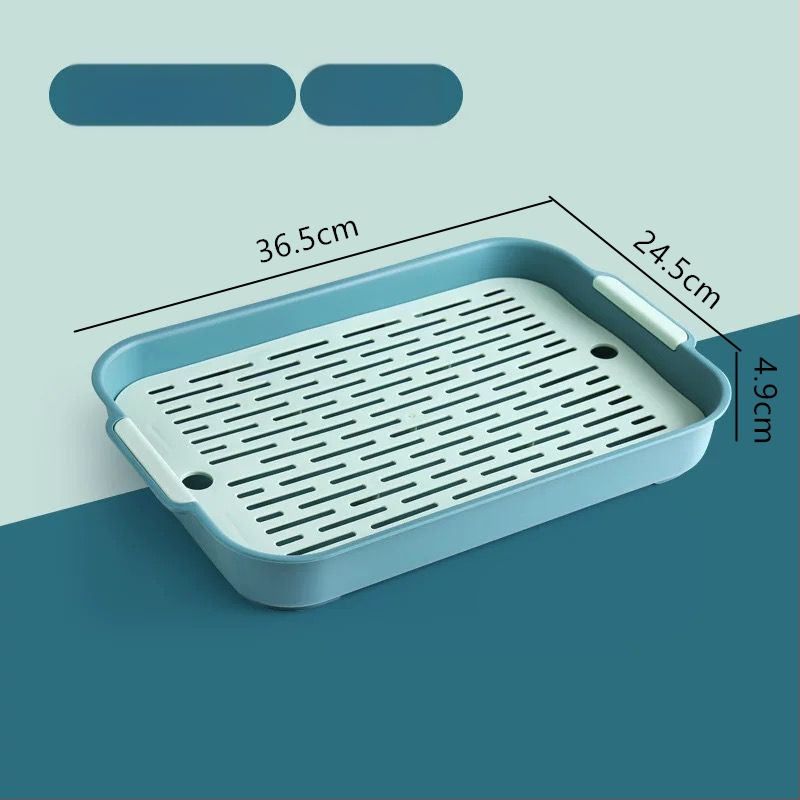 Διπλός πλαστικός δίσκος αποστράγγισης — ορθογώνιο ράφι αποθήκευσης κουζίνας για τσάι, φρούτα και φλυτζάνια | Υλικό: Άλλο; Κατηγορία: Καλάθι φρούτων; Κυκλοφόρησε: 2023; Στυλ: Μοντέρνο απλό; Ποιότητα: Premium