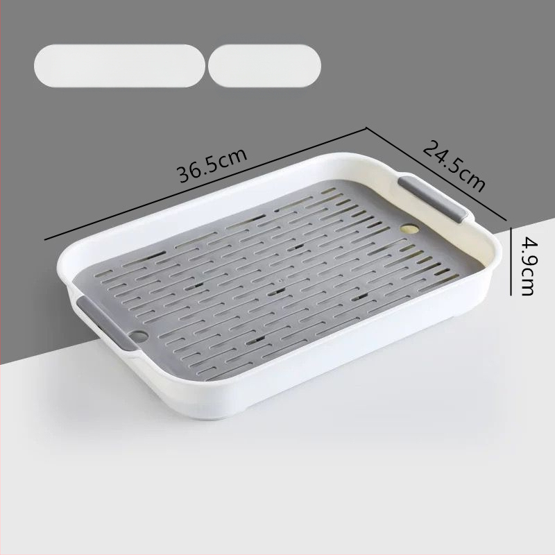 Διπλός πλαστικός δίσκος αποστράγγισης — ορθογώνιο ράφι αποθήκευσης κουζίνας για τσάι, φρούτα και φλυτζάνια | Υλικό: Άλλο; Κατηγορία: Καλάθι φρούτων; Κυκλοφόρησε: 2023; Στυλ: Μοντέρνο απλό; Ποιότητα: Premium