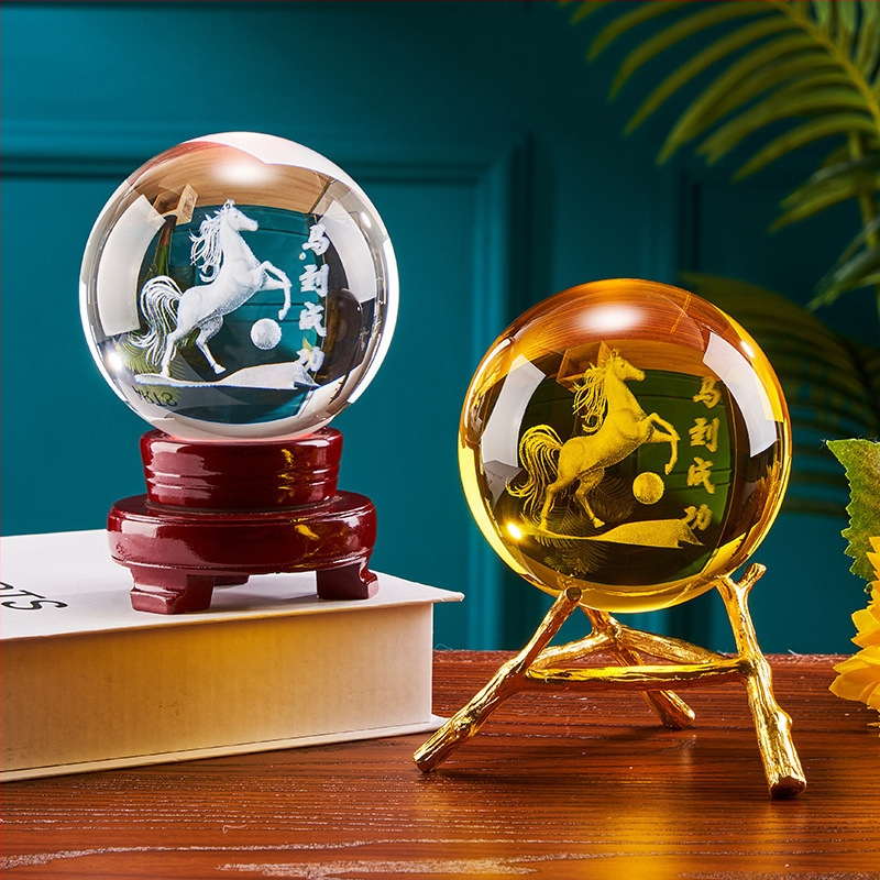 Drakona gada kristāla bumba dekors dzīvojamai istabai, Gravēšana, Ķīniešu stils, Bez pielāgošanas