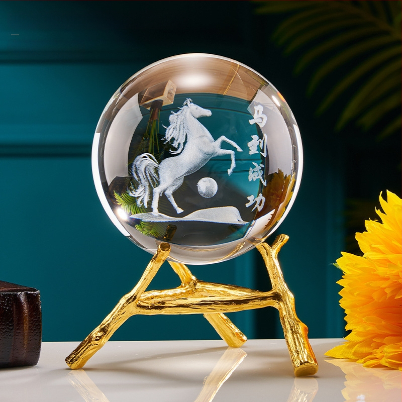 Drakona gada kristāla bumba dekors dzīvojamai istabai, Gravēšana, Ķīniešu stils, Bez pielāgošanas