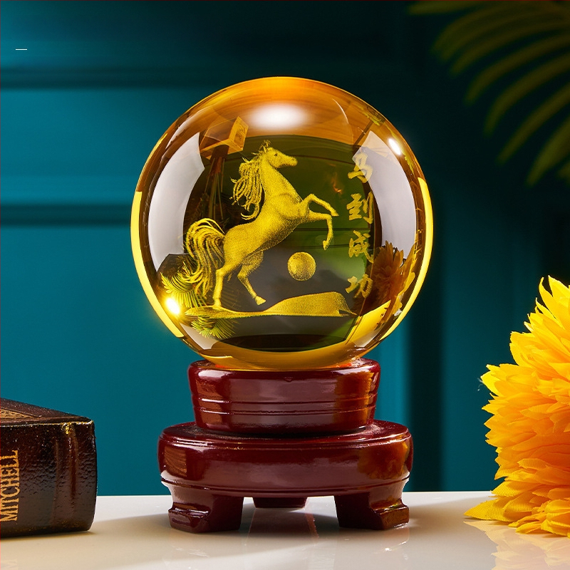 Drakona gada kristāla bumba dekors dzīvojamai istabai, Gravēšana, Ķīniešu stils, Bez pielāgošanas