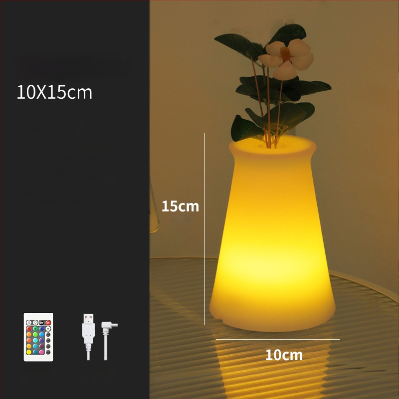 RGB dekoratīvā lampa ar ziedu kompozīciju baram/KTV – galda vāzes formas gaismas lampa, modelis XC-297, 5V, materiāls: plastika, stils: moderns minimālisms, ražošana pēc rasējumiem.