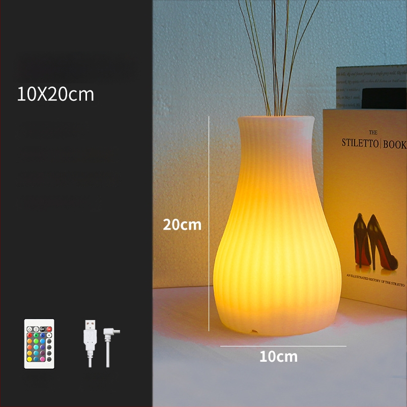 RGB dekoratīvā lampa ar ziedu kompozīciju baram/KTV – galda vāzes formas gaismas lampa, modelis XC-297, 5V, materiāls: plastika, stils: moderns minimālisms, ražošana pēc rasējumiem.