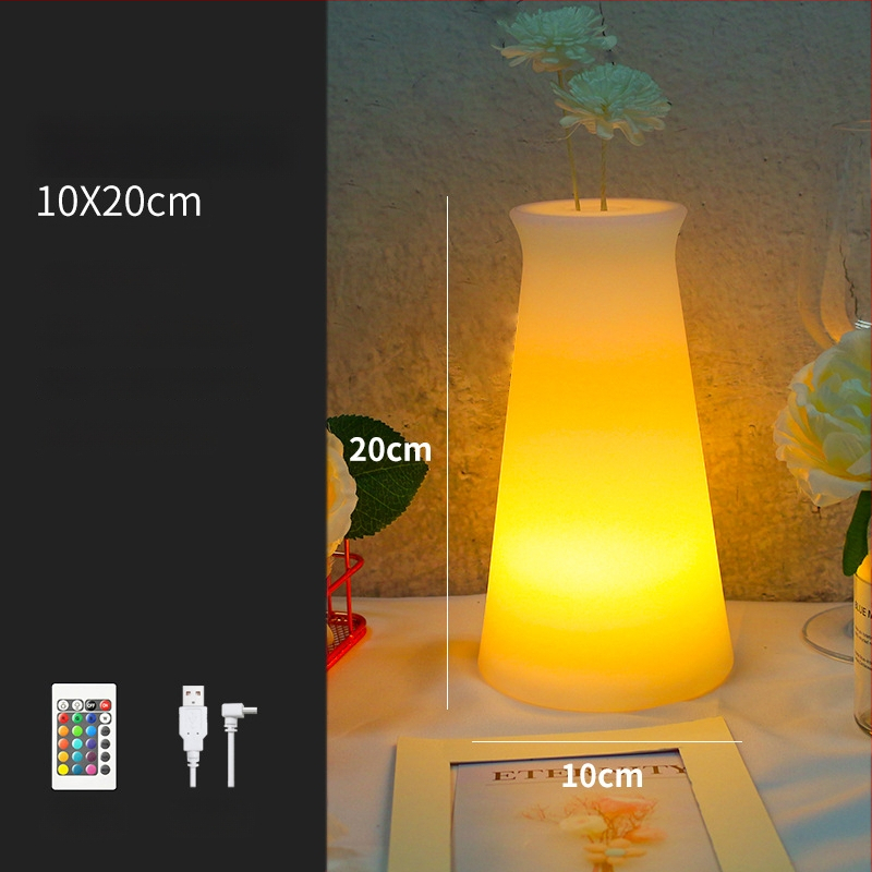 RGB dekoratīvā lampa ar ziedu kompozīciju baram/KTV – galda vāzes formas gaismas lampa, modelis XC-297, 5V, materiāls: plastika, stils: moderns minimālisms, ražošana pēc rasējumiem.