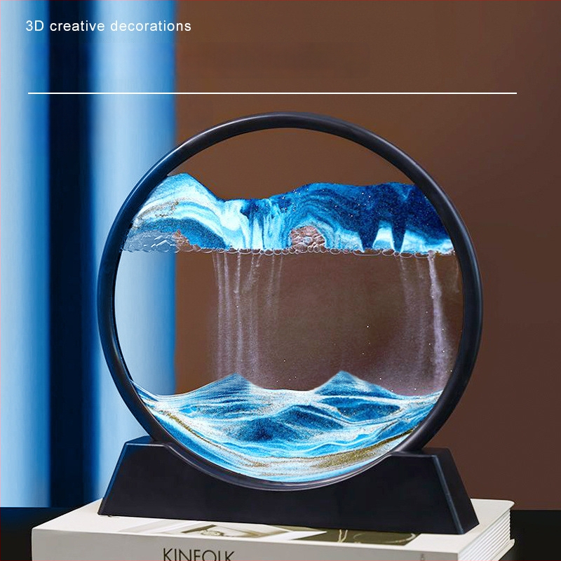 Tekošā smilšu dekora darbs dzīvojamā istabā un birojā, mūsdienīgs minimālisma stils, viegls luksusa smilšu mākslas darbs