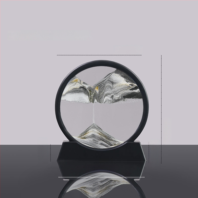 Tekošā smilšu dekora darbs dzīvojamā istabā un birojā, mūsdienīgs minimālisma stils, viegls luksusa smilšu mākslas darbs