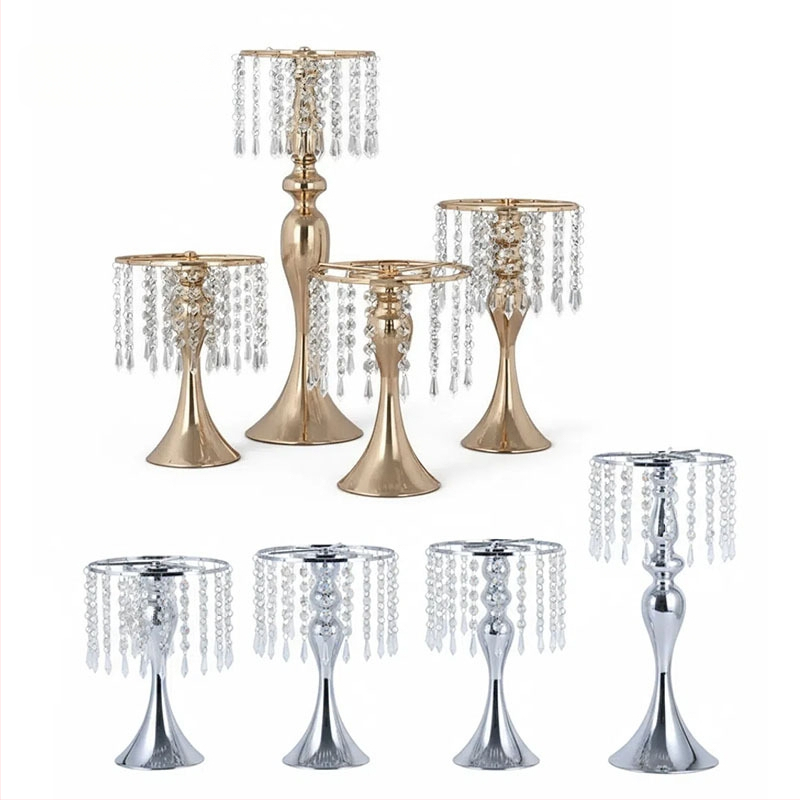 Ziedu vāze ar pērļu un kristālu pērlēm kāzu dekoram (Zīmols: Benchon; Materiāls: Dzelzs; Kategorija: Vietas izkārtojuma rekvizīti; Tips: Ziedu vāze ar pērlītēm)