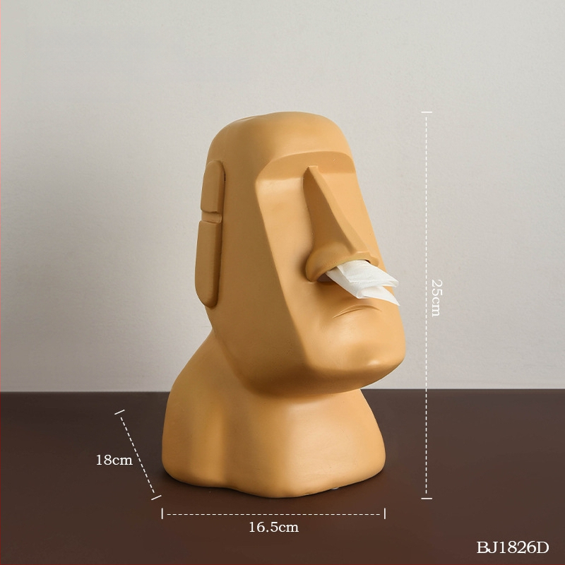 Servetėlių dėžutė iš rezino su akmeninės statulos dizainu, skandinaviškas stilius, namų dekoras, verslo dovana