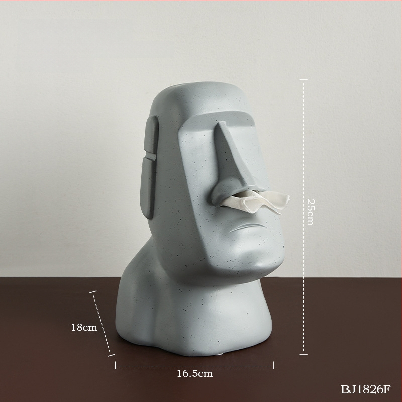 Servetėlių dėžutė iš rezino su akmeninės statulos dizainu, skandinaviškas stilius, namų dekoras, verslo dovana