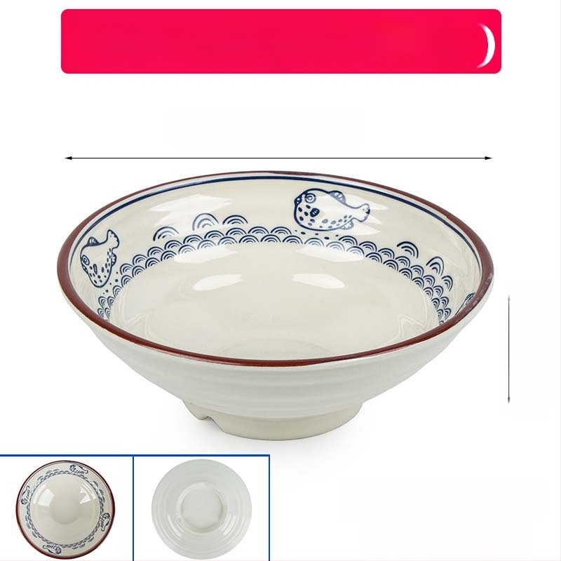 Melaminė sriubų dubenėlis su gėlių raštu, apvalios formos, tinkamas viešbučiams ir restoranams; logotipo spausdinimas ir pritaikymas prieinami