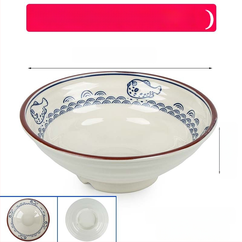 Melaminė sriubų dubenėlis su gėlių raštu, apvalios formos, tinkamas viešbučiams ir restoranams; logotipo spausdinimas ir pritaikymas prieinami