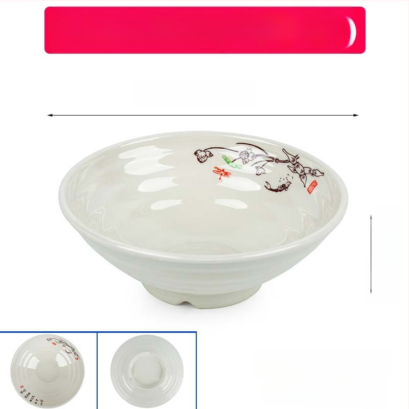 Melaminė sriubų dubenėlis su gėlių raštu, apvalios formos, tinkamas viešbučiams ir restoranams; logotipo spausdinimas ir pritaikymas prieinami