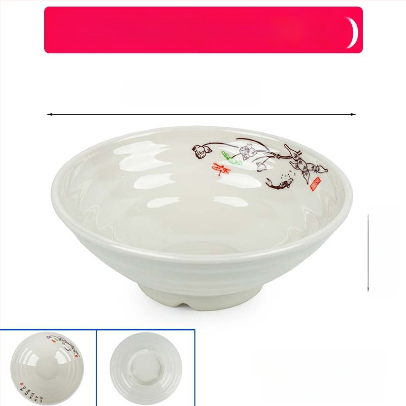 Melaminė sriubų dubenėlis su gėlių raštu, apvalios formos, tinkamas viešbučiams ir restoranams; logotipo spausdinimas ir pritaikymas prieinami