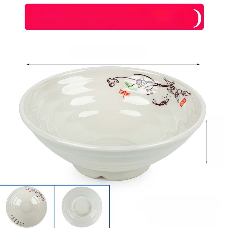 Melaminė sriubų dubenėlis su gėlių raštu, apvalios formos, tinkamas viešbučiams ir restoranams; logotipo spausdinimas ir pritaikymas prieinami