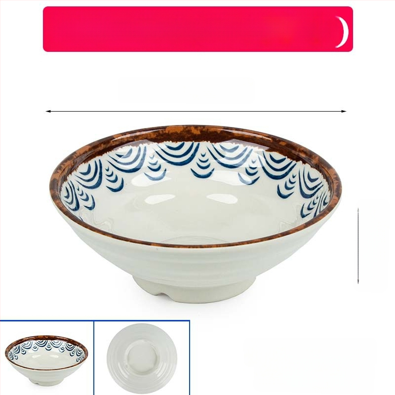 Melaminė sriubų dubenėlis su gėlių raštu, apvalios formos, tinkamas viešbučiams ir restoranams; logotipo spausdinimas ir pritaikymas prieinami