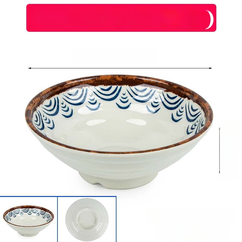 Melaminė sriubų dubenėlis su gėlių raštu, apvalios formos, tinkamas viešbučiams ir restoranams; logotipo spausdinimas ir pritaikymas prieinami