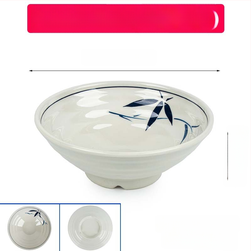 Melaminė sriubų dubenėlis su gėlių raštu, apvalios formos, tinkamas viešbučiams ir restoranams; logotipo spausdinimas ir pritaikymas prieinami