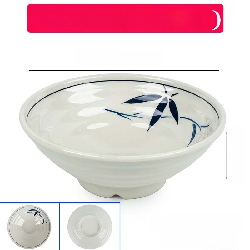 Melaminė sriubų dubenėlis su gėlių raštu, apvalios formos, tinkamas viešbučiams ir restoranams; logotipo spausdinimas ir pritaikymas prieinami