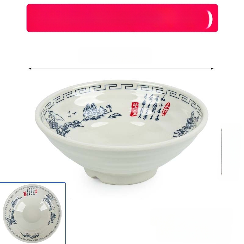 Melaminė sriubų dubenėlis su gėlių raštu, apvalios formos, tinkamas viešbučiams ir restoranams; logotipo spausdinimas ir pritaikymas prieinami