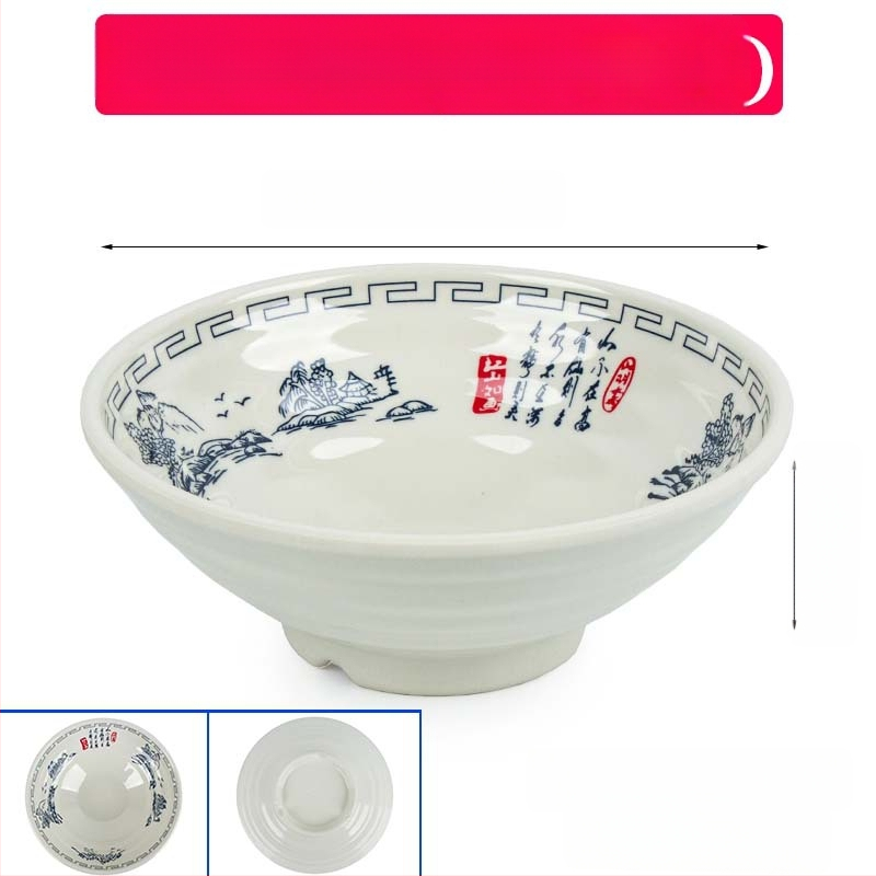 Melaminė sriubų dubenėlis su gėlių raštu, apvalios formos, tinkamas viešbučiams ir restoranams; logotipo spausdinimas ir pritaikymas prieinami