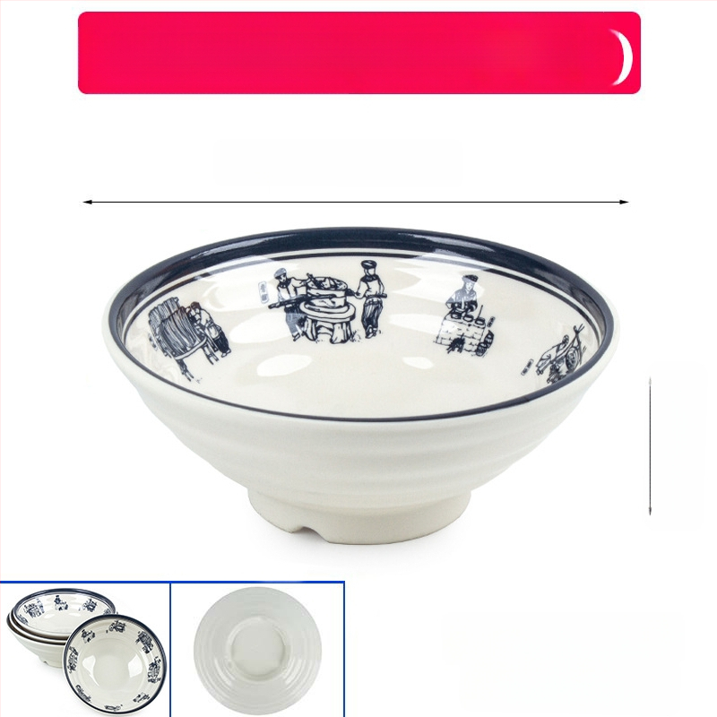 Melaminė sriubų dubenėlis su gėlių raštu, apvalios formos, tinkamas viešbučiams ir restoranams; logotipo spausdinimas ir pritaikymas prieinami