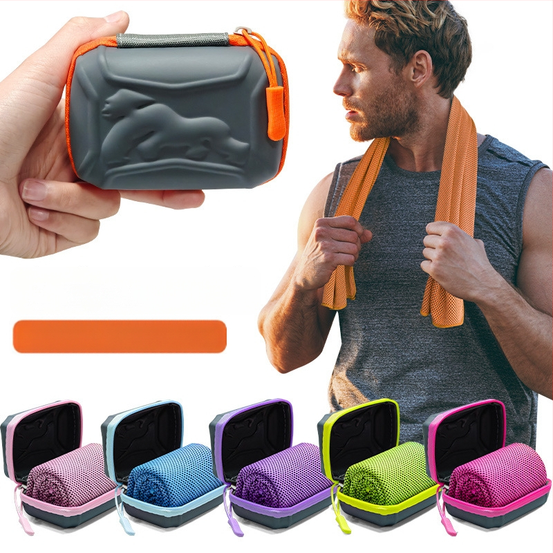 Hordozható sporttörölköző hűsítő, gyorsan száradó, poliészter, 160 g/m², jóga és fitnesz