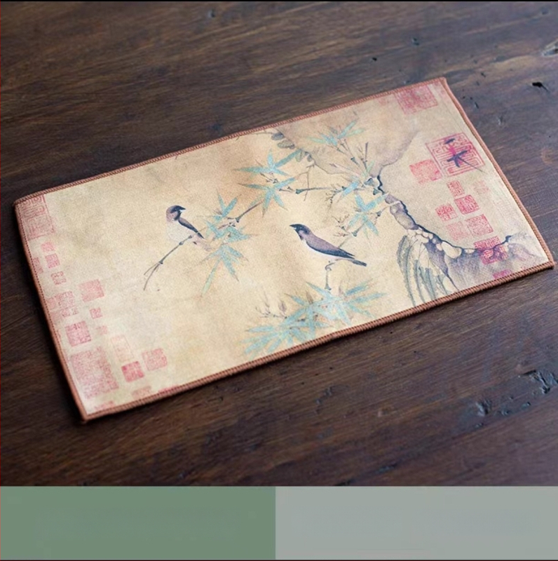 Zen-inspireeritud teekäterätik, paks ja väga imav, segu materjalist (Tootekood: 010; Tootmisprotsess: trükk; Imavus: 0–5 s)