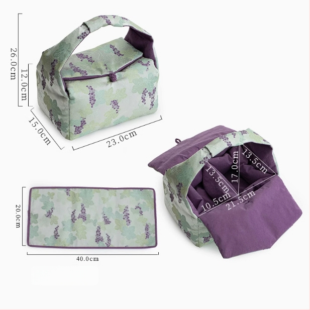 Φορητή τσάντα αποθήκευσης σετ τσαγιού από ύφασμα, θήκη για φλυτζάνι τσαγιού, τσαγιέρα και μπολ με καπάκι, εξωτερική χρήση