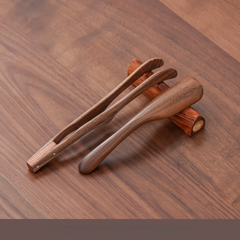 Riešutmedžio arbatos šaukštelis su lapų kasimo įrankiu ir matavimo funkcija, aukštos kokybės kinietiško stiliaus arbatos priedas