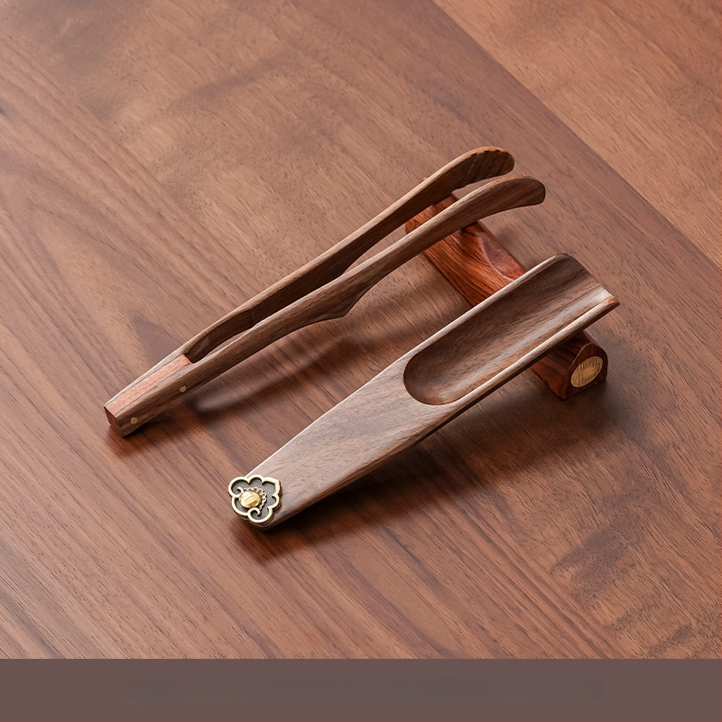 Riešutmedžio arbatos šaukštelis su lapų kasimo įrankiu ir matavimo funkcija, aukštos kokybės kinietiško stiliaus arbatos priedas